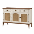 Buffet 150 x 45 x 90 cm en bois crème et noyer avec cannage - rangement style campagne