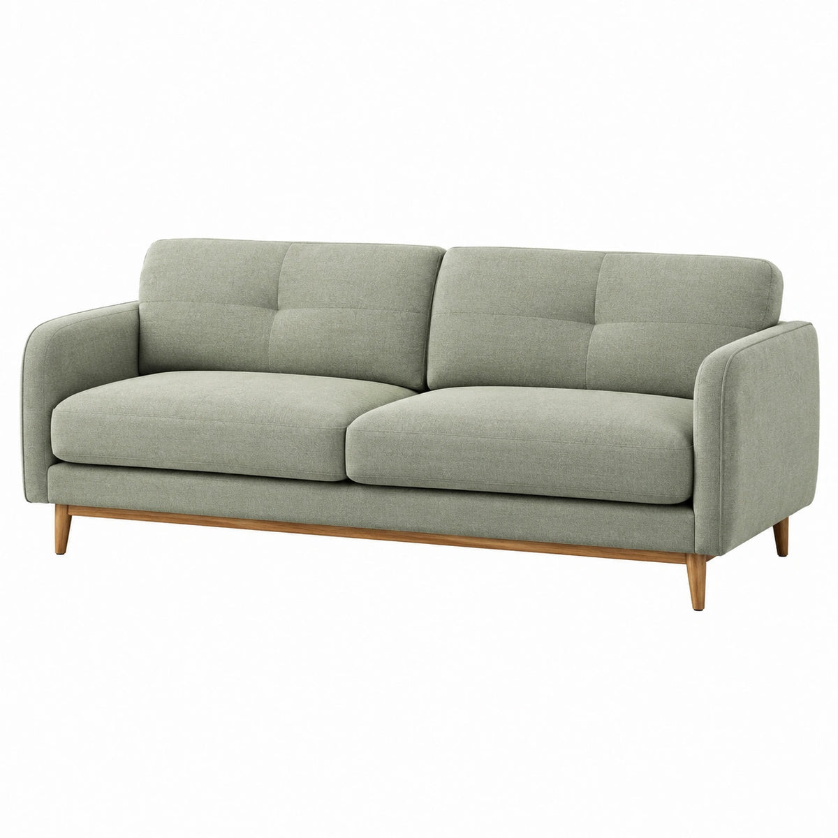 Canapé 3 places 180 cm en tissu vert avec pieds en bois style contemporain