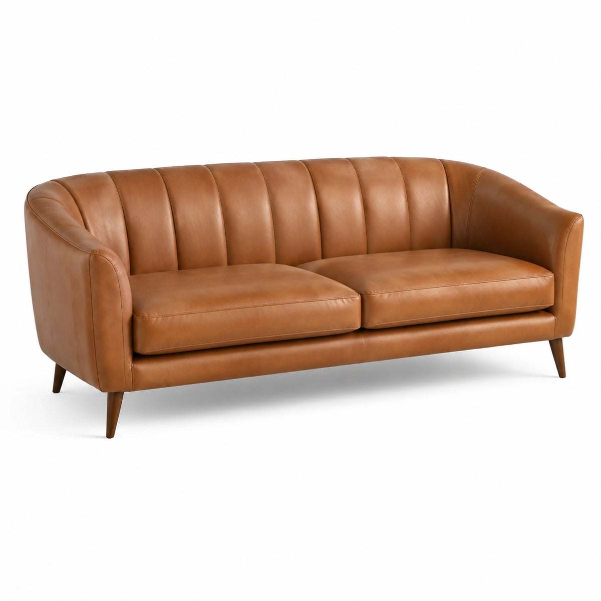 Canapé 2 places 180 x 85 x 78 cm revêtement aspect cuir marron pour salon style vintage