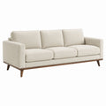 Canapé 3 places 220 x 90 x 85 cm tissu beige pieds en bois style scandinave