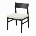 Chaise de salle à manger 46 x 50 x 80 cm en bois noir avec assise bouclette écrue style contemporain