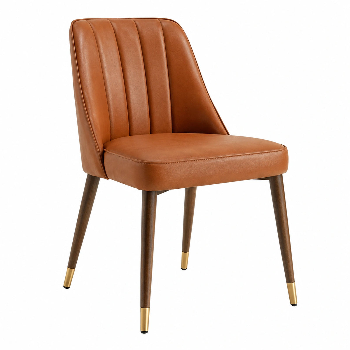 Chaise de salle à manger 55 x 60 x 82 cm en similicuir marron style moderne