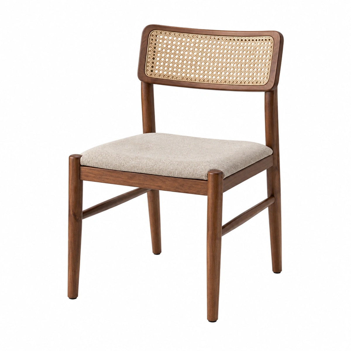 Chaise 50 x 55 x 82 cm en bois brun avec cannage et assise textile style naturel