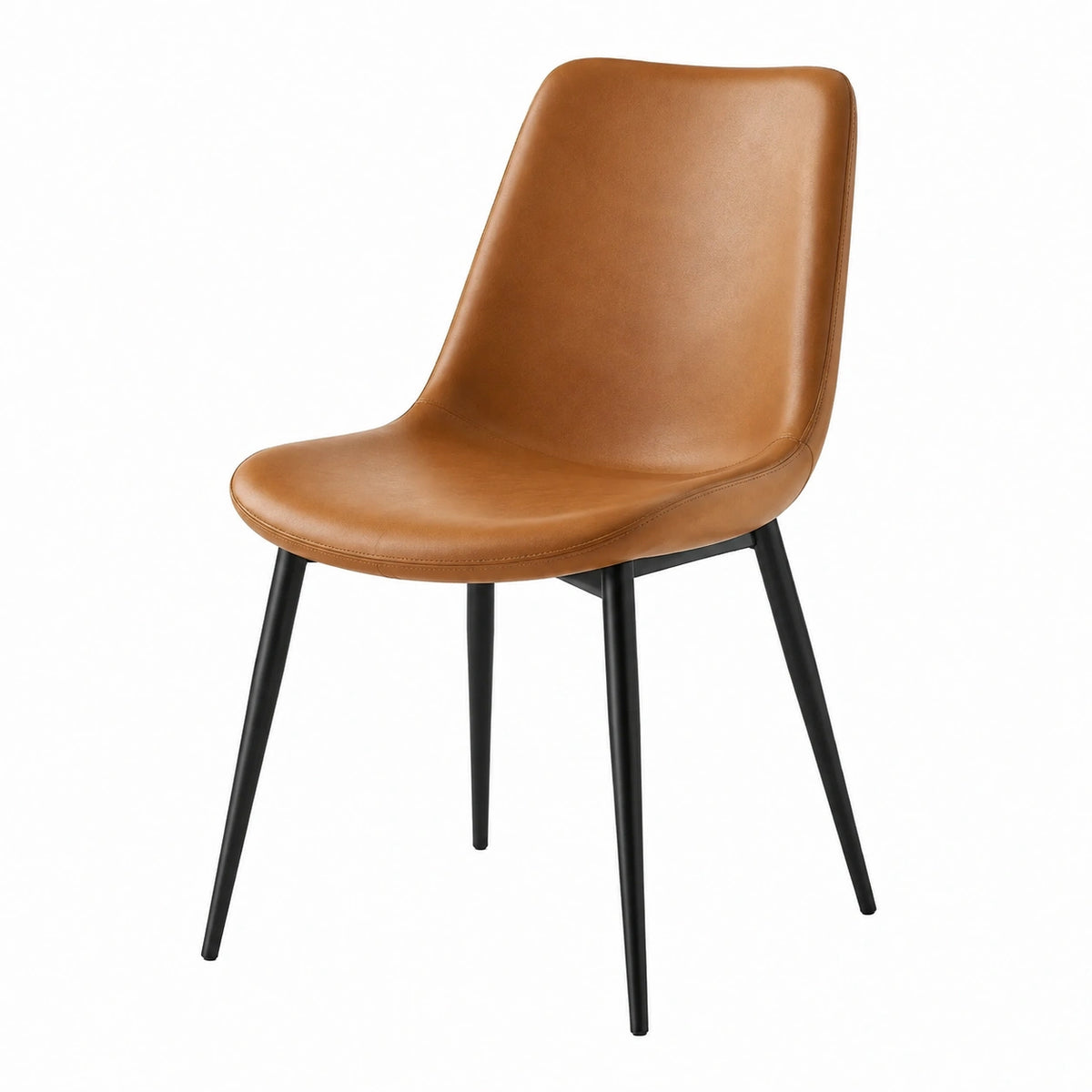 Chaise de salle à manger 48 x 57 x 84 cm en similicuir marron avec pieds métalliques noirs