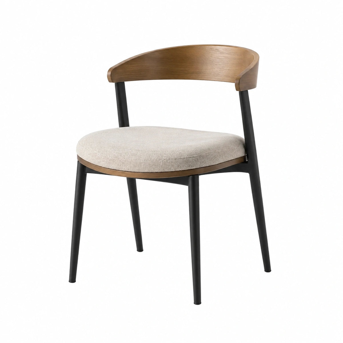 Chaise de salle à manger 55 x 55 x 78 cm bois brun tissu beige style contemporain