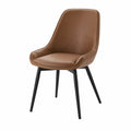 Chaise de salle à manger 60 x 61 x 85 cm en similicuir marron avec pieds métalliques style contemporain