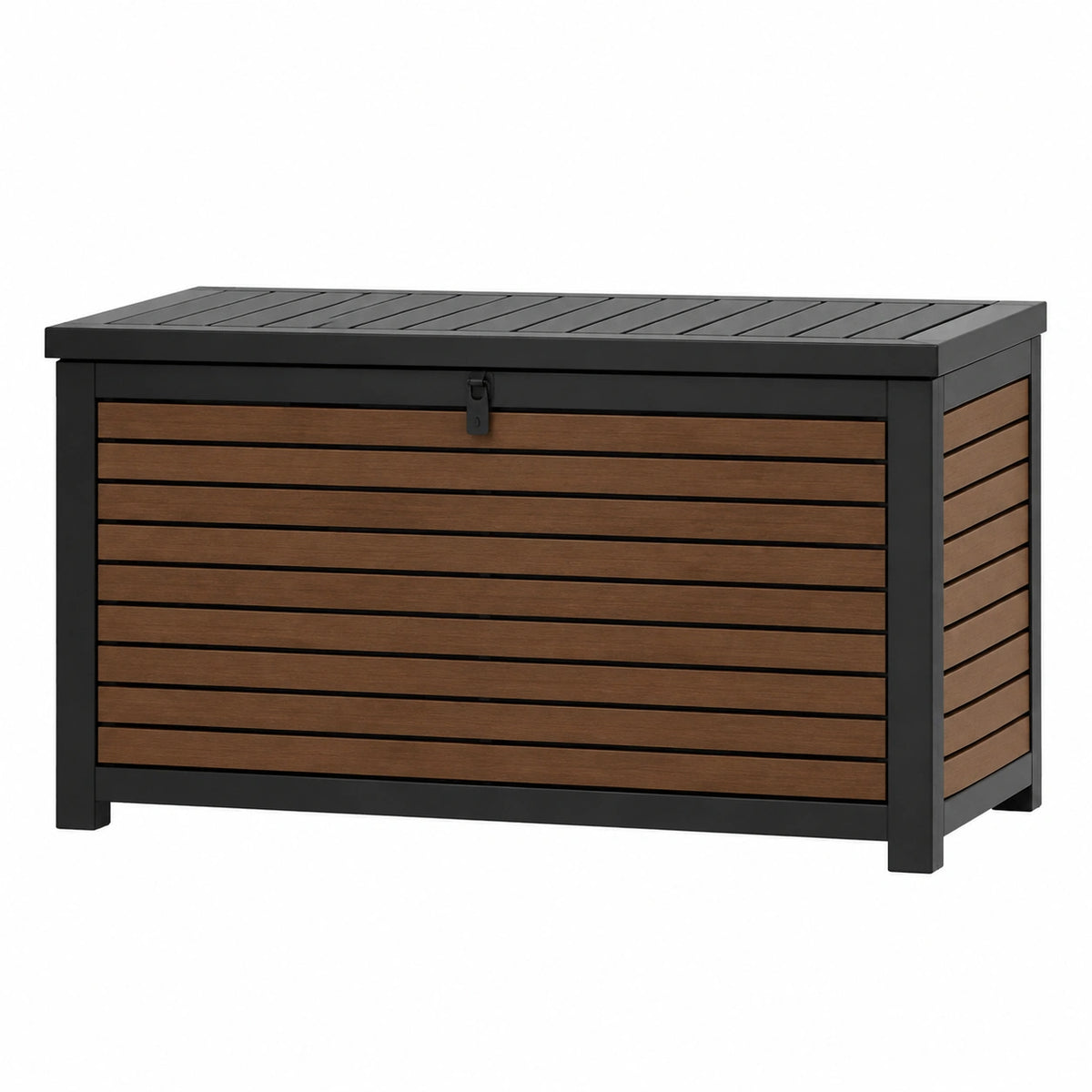 Coffre de rangement extérieur 120 x 60 x 63 cm métal noir marron à couvercle