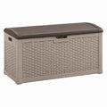 Coffre de rangement extérieur 120 x 56 x 63 cm en résine taupe avec couvercle