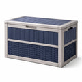 Coffre de rangement extérieur 120 x 60 x 60 cm en résine bleu marine et gris - couvercle