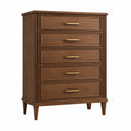 Commode 90 x 45 x 120 cm en bois brun à 5 tiroirs style classique