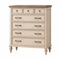 Commode 110 x 50 x 125 cm en bois blanc vieilli à 7 tiroirs style classique