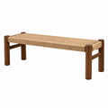 Banc 120 x 40 x 45 cm en bois brun et corde tressée style naturel