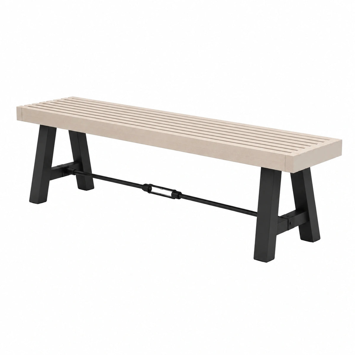 Banc 160 x 35 x 45 cm en bois beige et métal noir style industriel
