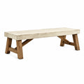 Banc 180 x 40 x 45 cm en bois blanc cassé et marron style rustique