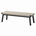 Banc 120 x 40 x 45 cm en bois noir et corde beige - Assise tressée style naturel
