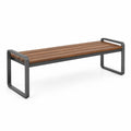 Banc de jardin 150 x 40 x 45 cm en bois brun et métal noir style contemporain